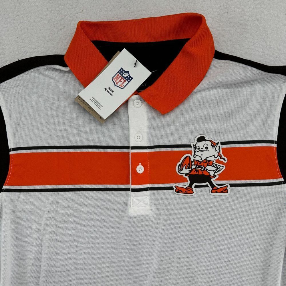 NWT Nike Cleveland Browns Polo Mens Small White Rewind Brownie Retro NFL Shirt